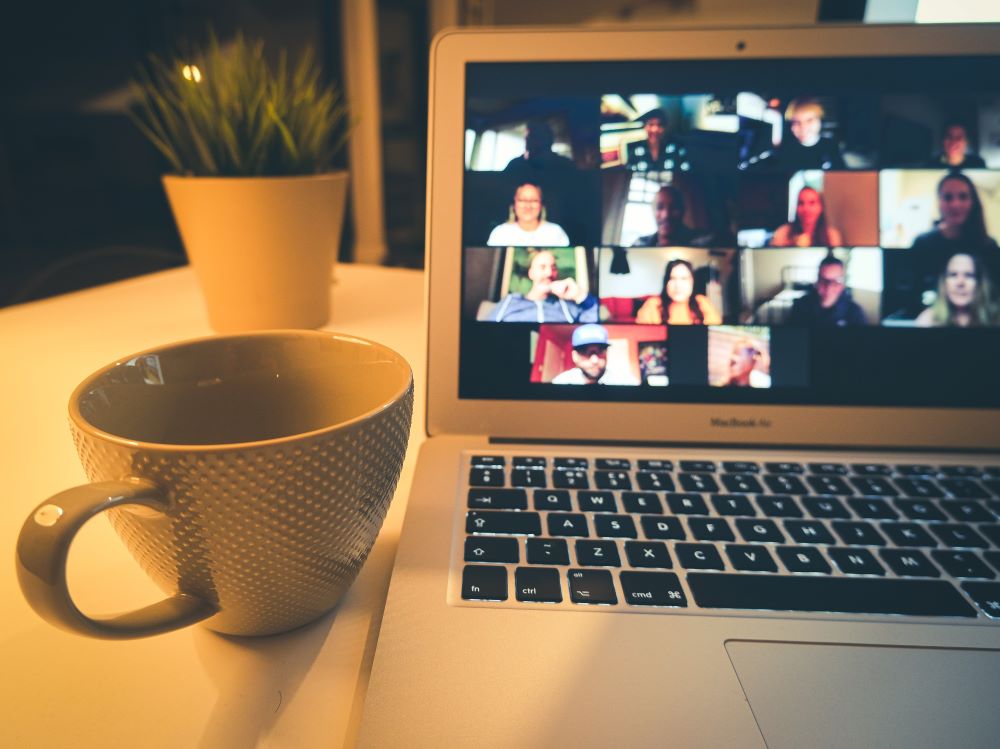 virtual holiday party in home office